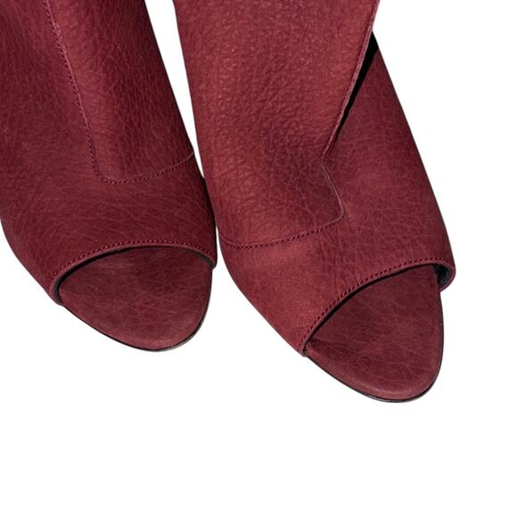 Burberry Burlison Burgundy Suede Leather Slouchy Ankle Boots Size 39 - Picture 10 of 13